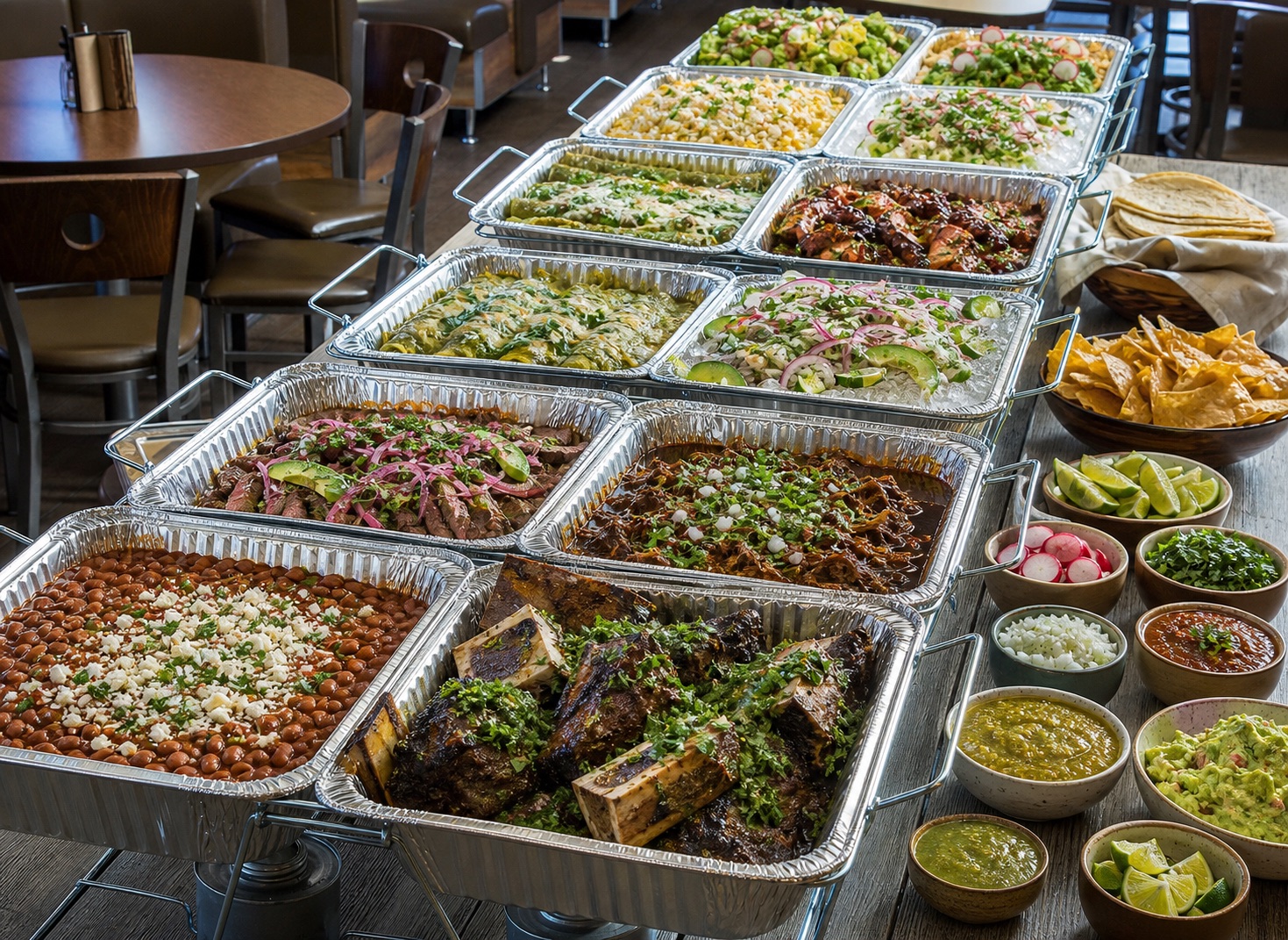 Prepared catering trays ready for delivery to an event