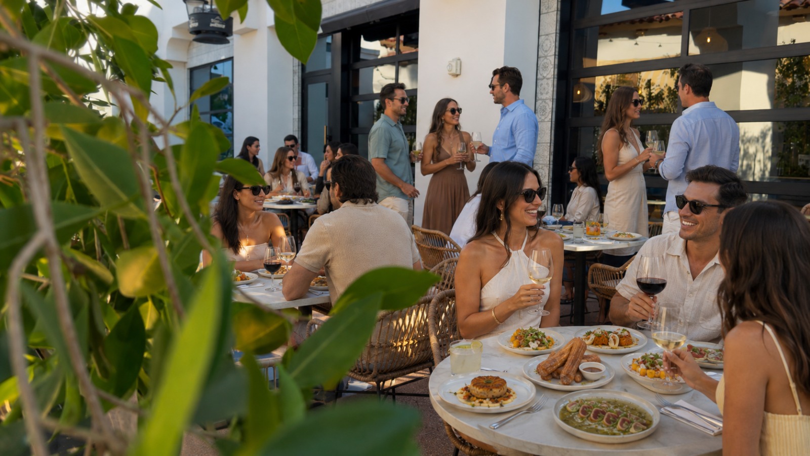 Guests celebrating on the BLU Seafood Scottsdale patio