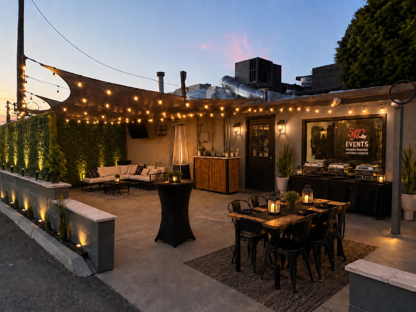 Mi Abuela Chandler patio arranged for a private evening event